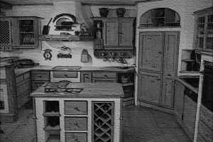 Küche schwarz-weiss Malerei