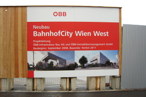 Westbahnhof Umbau-Schild