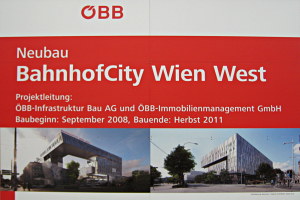 Westbahnhof Umbau-Schild